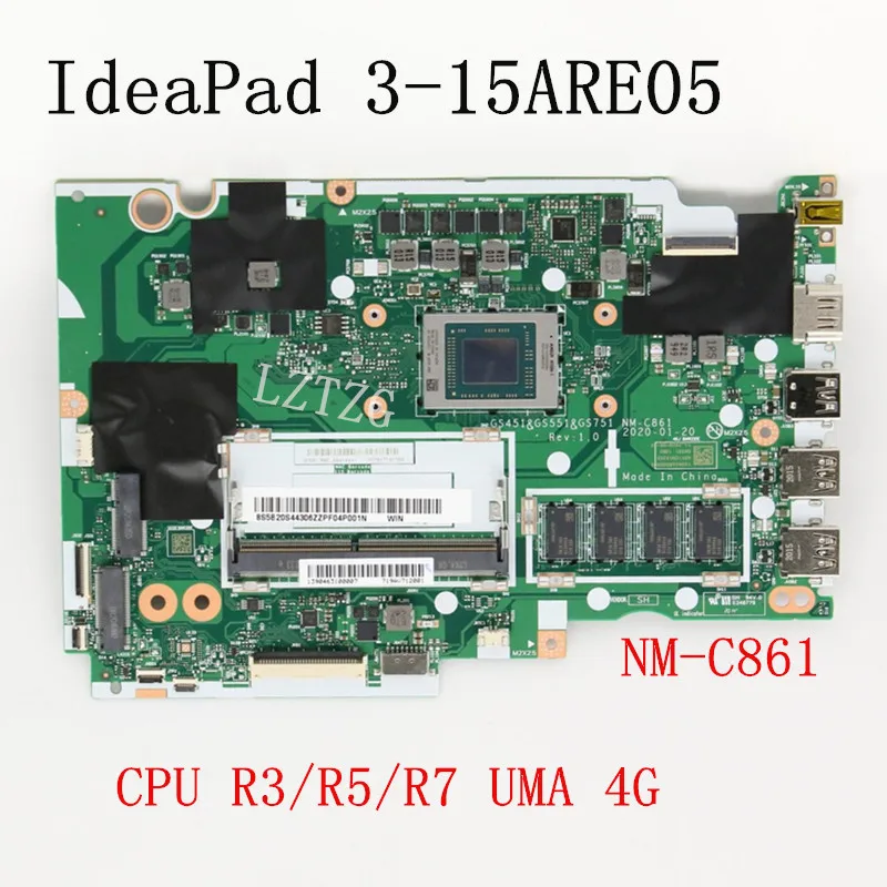 

NM-C861 For Lenovo IdeaPad 3-14ARE05/3-15ARE05/3-17ARE05 Laptop Motherboard With Amd CPU R3/R5/R7 RAM 4G Fully Tested