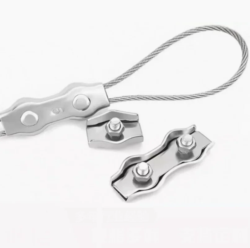 304 Stainless Steel M2 - M10 Single/Double Post Bolt Clip Wire Rope Cable Clamp Caliper Rope Simple Grip DIY Cable Fastener