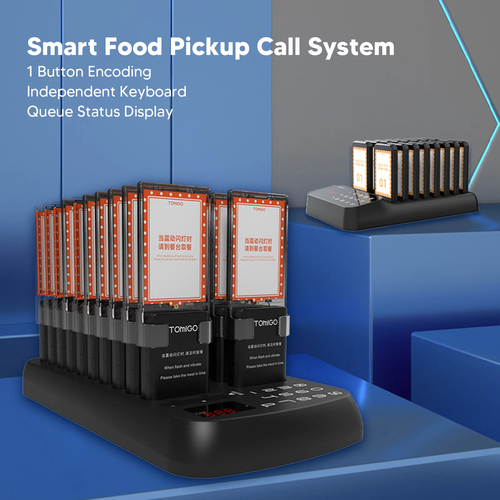 Restaurant Pager ABS 16 Buzzers Wireless Calling Queuing System Efficient Working Distance Up To 1000m for Food Truck