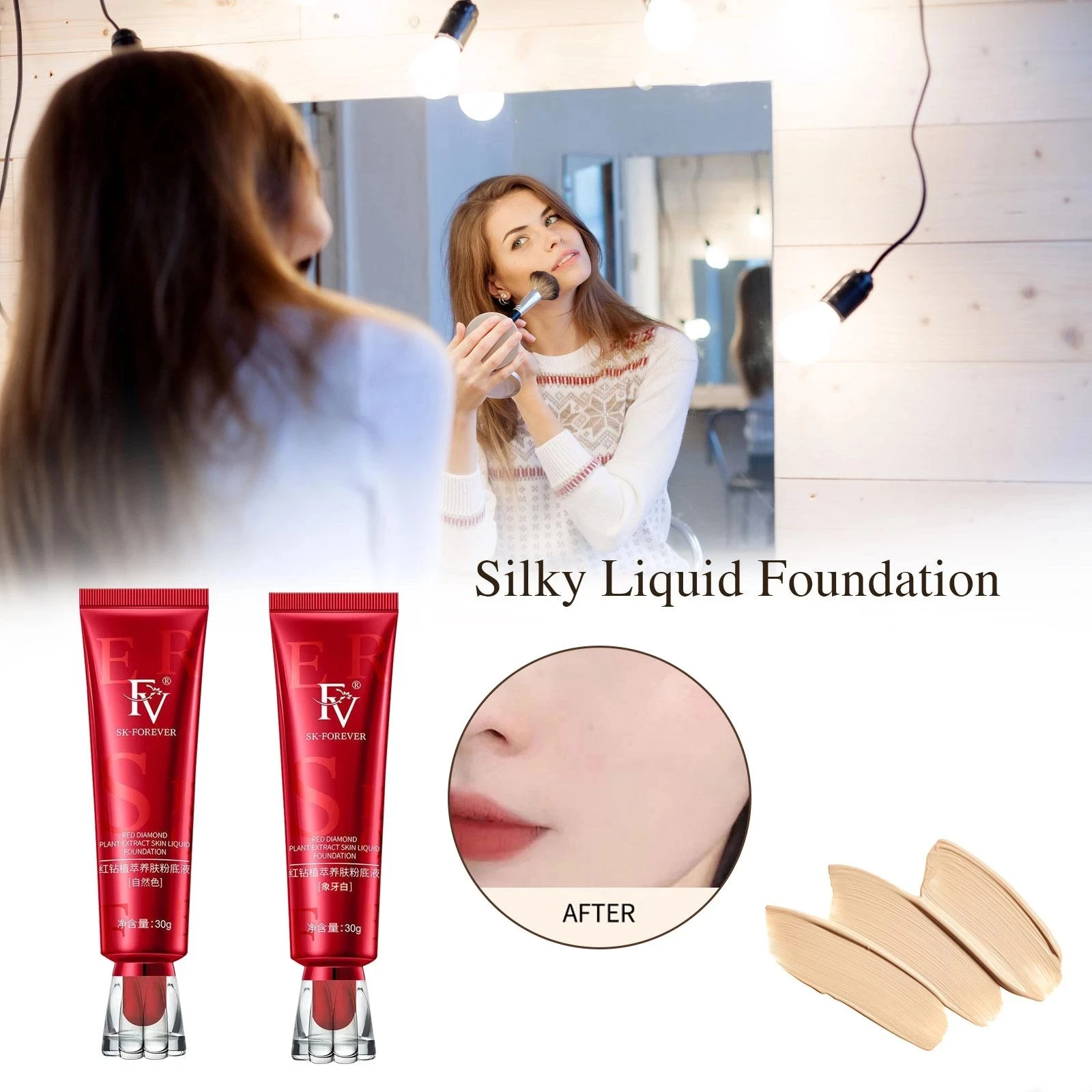 FV Red Foundation 11.11 Global Shopping Festival Special Offer Base Makeup Natural Concealer Long-lasting Waterproof Cosmetics