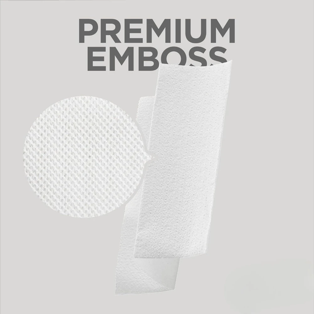 منشفة ورقية بيضاء متعددة الطي مكونة من طبقتين، 21000، 125 مناشف ورقية في كل عبوة، 16 عبوة في كل علبة، ماصة وقوة ممتازة