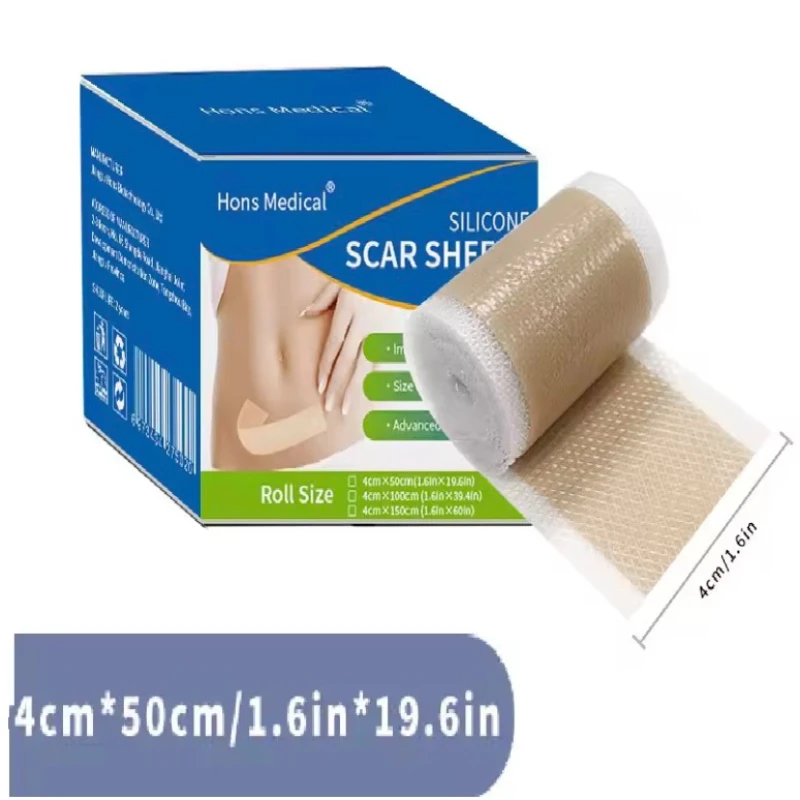4 cm x 50 cm Foglio di Silicone per Cicatrice Indolore Nastro di Riparazione della Cicatrice Striscia di Rimozione per la Sezione C Chirurgia Keloide Bruciare Acne Rotolo Efficace Cicatrice