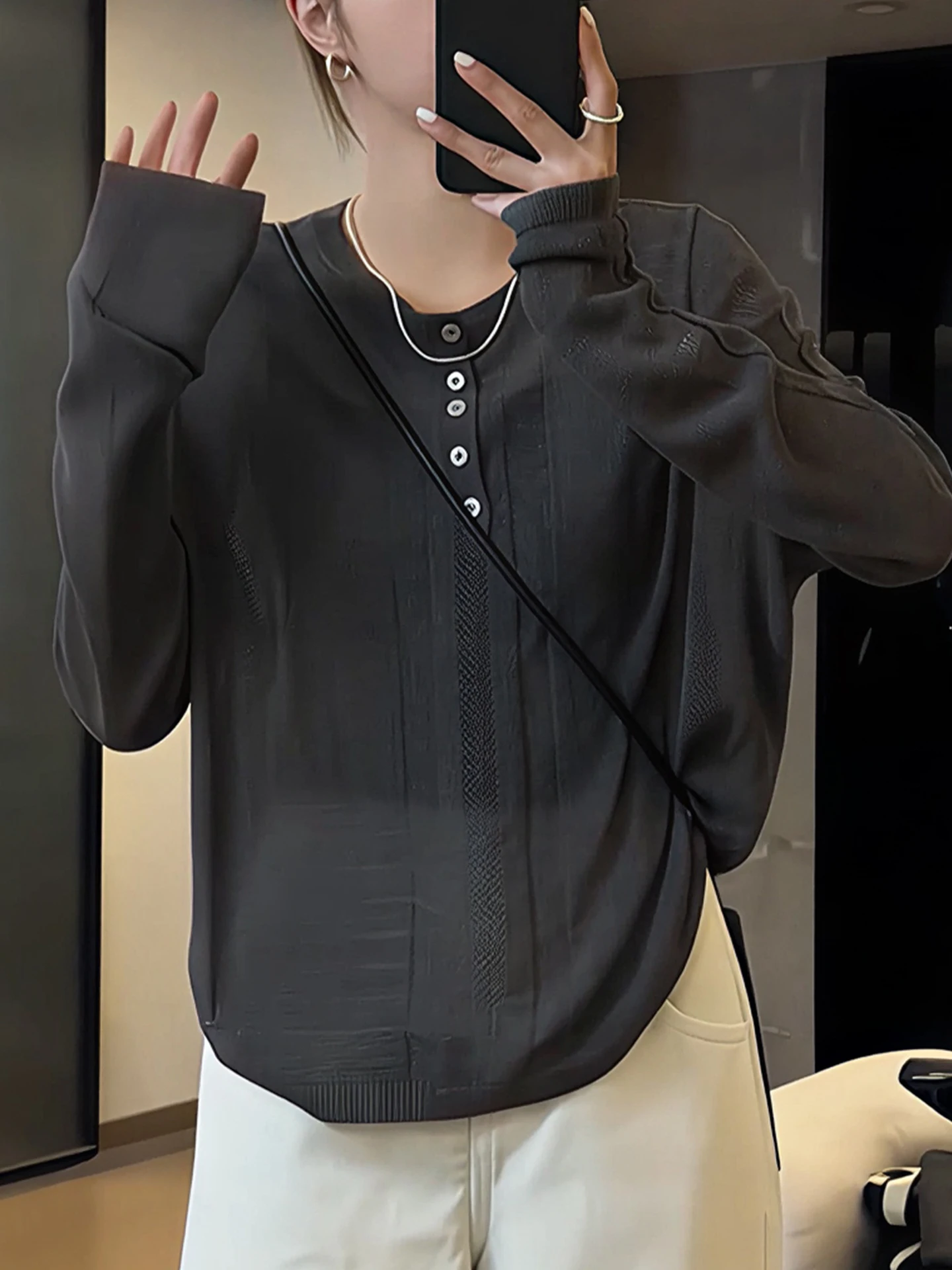 Ele Knitted Long Sve Comfortable under irt Korean Sle Loose Fit Autumn New Arrival Women's Premium Feel T-irt