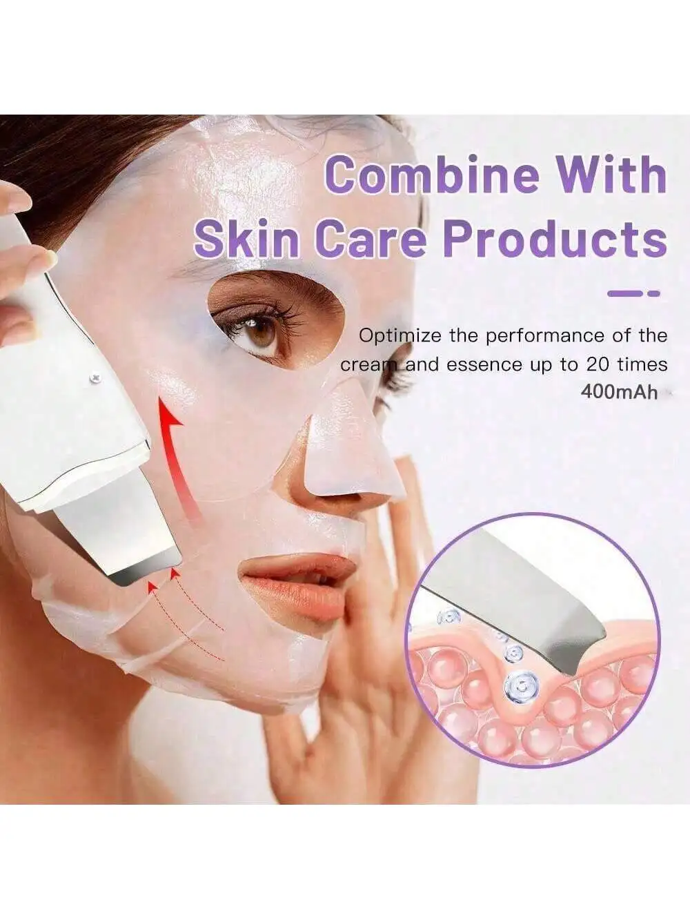 Scrubber ad ultrasuoni per la pelle Scrubber Vibrazione profonda Detergente per il viso Pala Scrubber per il viso Peeling Rimozione della testa nera Massaggiatore per il viso