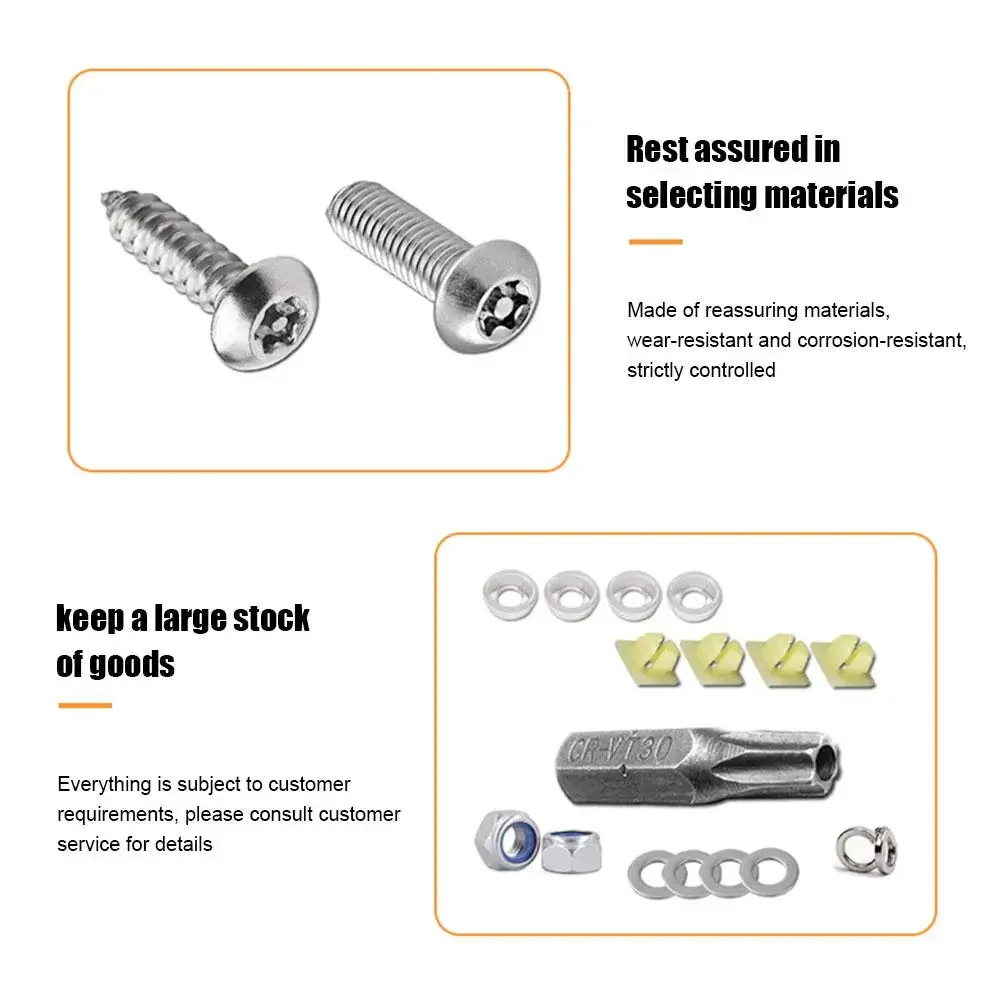 American License Plate Frame Screw Accessories ,Anti Theft License Plate Screws Stainless Steel Bolts Fasteners Kits