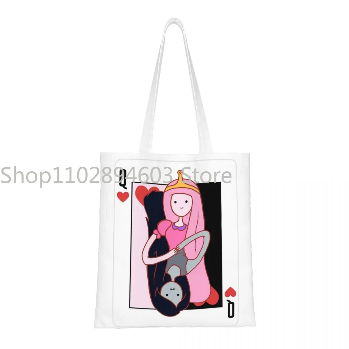 

Princess Bubblegum And Marceline Queen Of Hearts Canvas Tote Handbag Grocery Bags Reusable Shopping Bags for Unisex