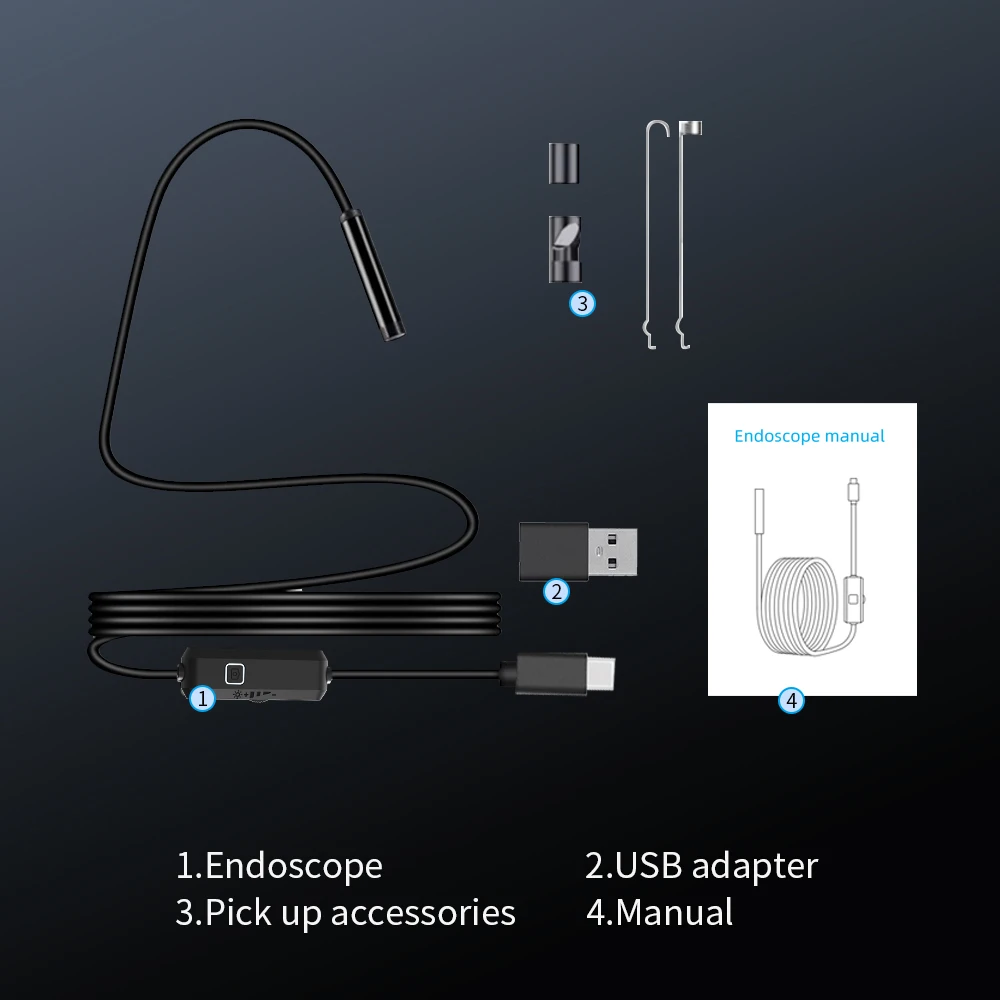 7MM TYPE-C Android Endoscope Camera IP67 Waterproof 6 LED Adjustable Borescope Mini Camera with 6 LEDs