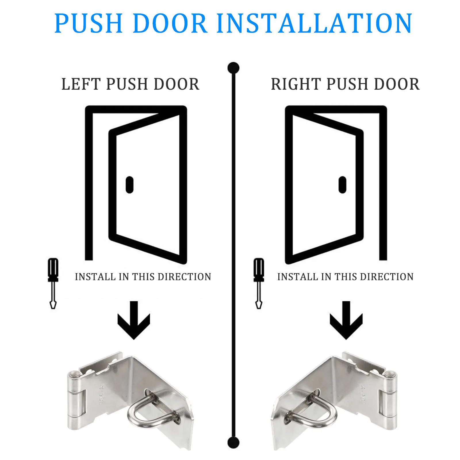 

2Pcs Right Angle Door Hasp Lock Stainless Steel Heavy Duty Padlock Latch for Cabinets Door Hasp Lock