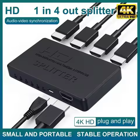 1 in 4 Out HDMI-Compatible Splitter HD 4K Video Switcher Cable Adapter 1x4 Hub For PS4 Laptop Monitor TV Box Projector