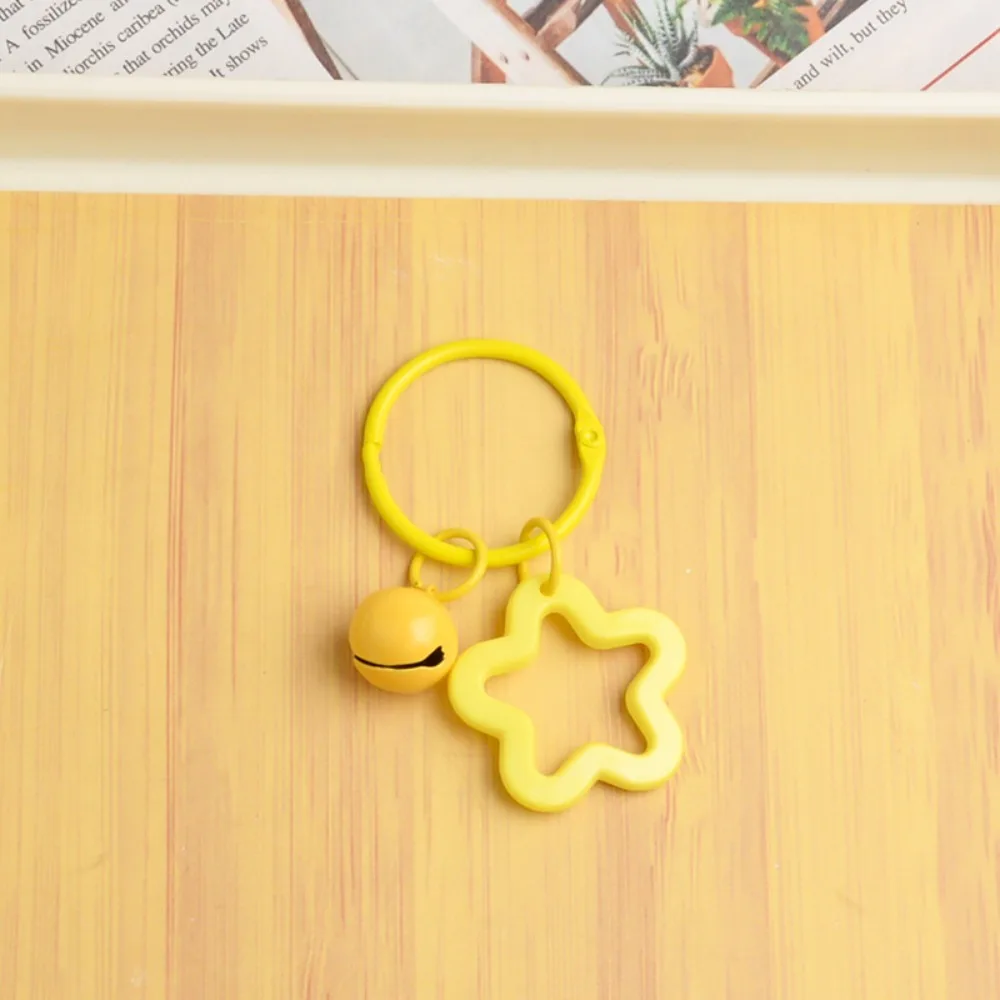 Cute Five-pointed Star Bell Pendant Colorful Resin Keychain Hollow Star Keychain Bag Pendant