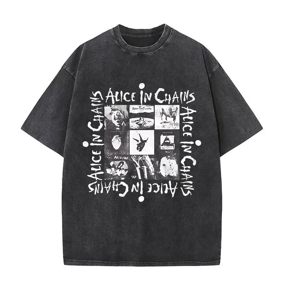 

Washed Vintage Rock Band Alice in Chains Album Graphic T-shirt Men Women Casual Oversized T Shirts Men's Hip Hop Punk T-shirts