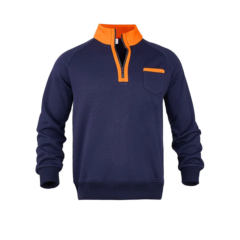 Men-Fleece-Lined-Half-Zip-Sweatshirt-Stand-Collar-Color-Block-Pocket-Pullover-Autumn-Winter-Loose-Casual-Warm-Long-Sleeve-Tops
