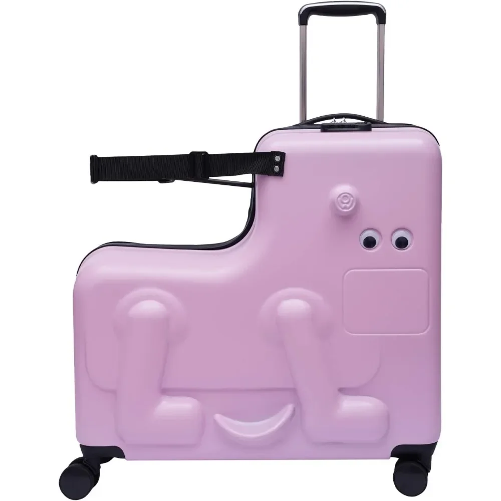 

24 inch Children's Ride-On Trolley Luggage, Children's Portable Thickened Trolley Box with Wheels, Combination Locks