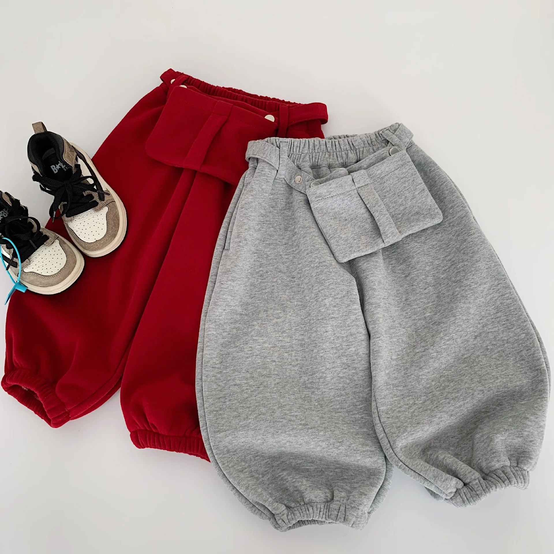 2025 Winter New Children's Sports Sanitary Pants with Velvet and Loose Leggings for Boys and Girls