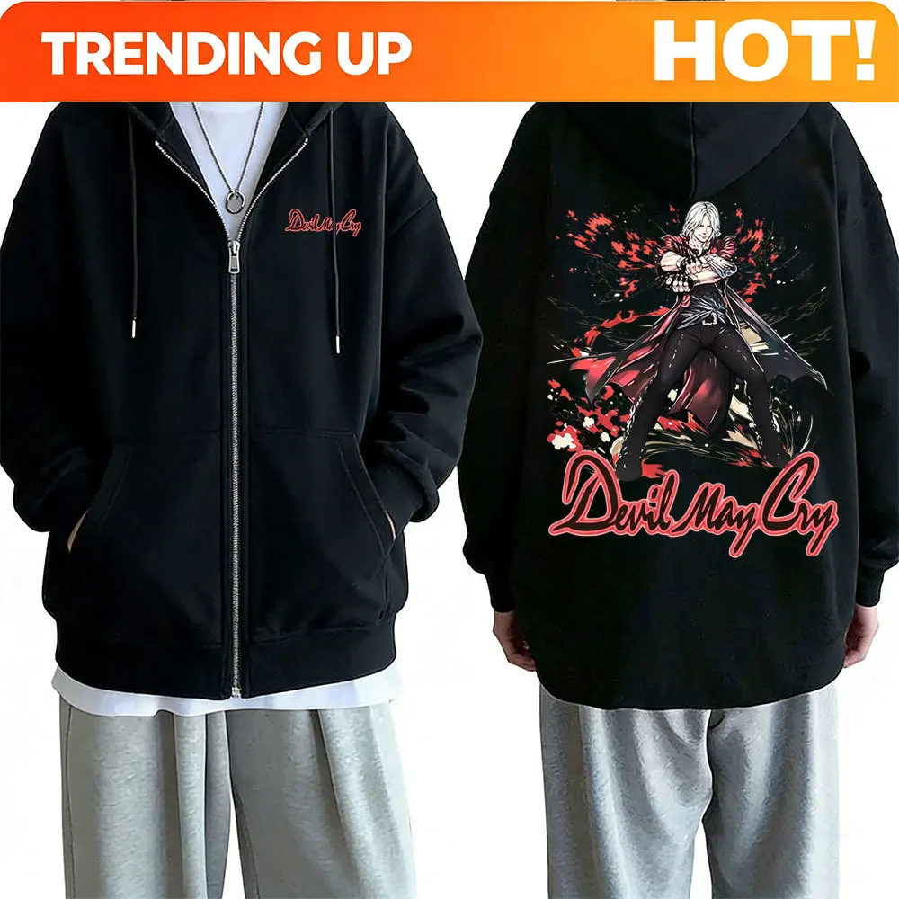 Customization Hot Sale Game Devil May Cry Dante Zipper Hoodie Men Women Fashion Vintage Oversized Streetwear Male Casual Zip Up