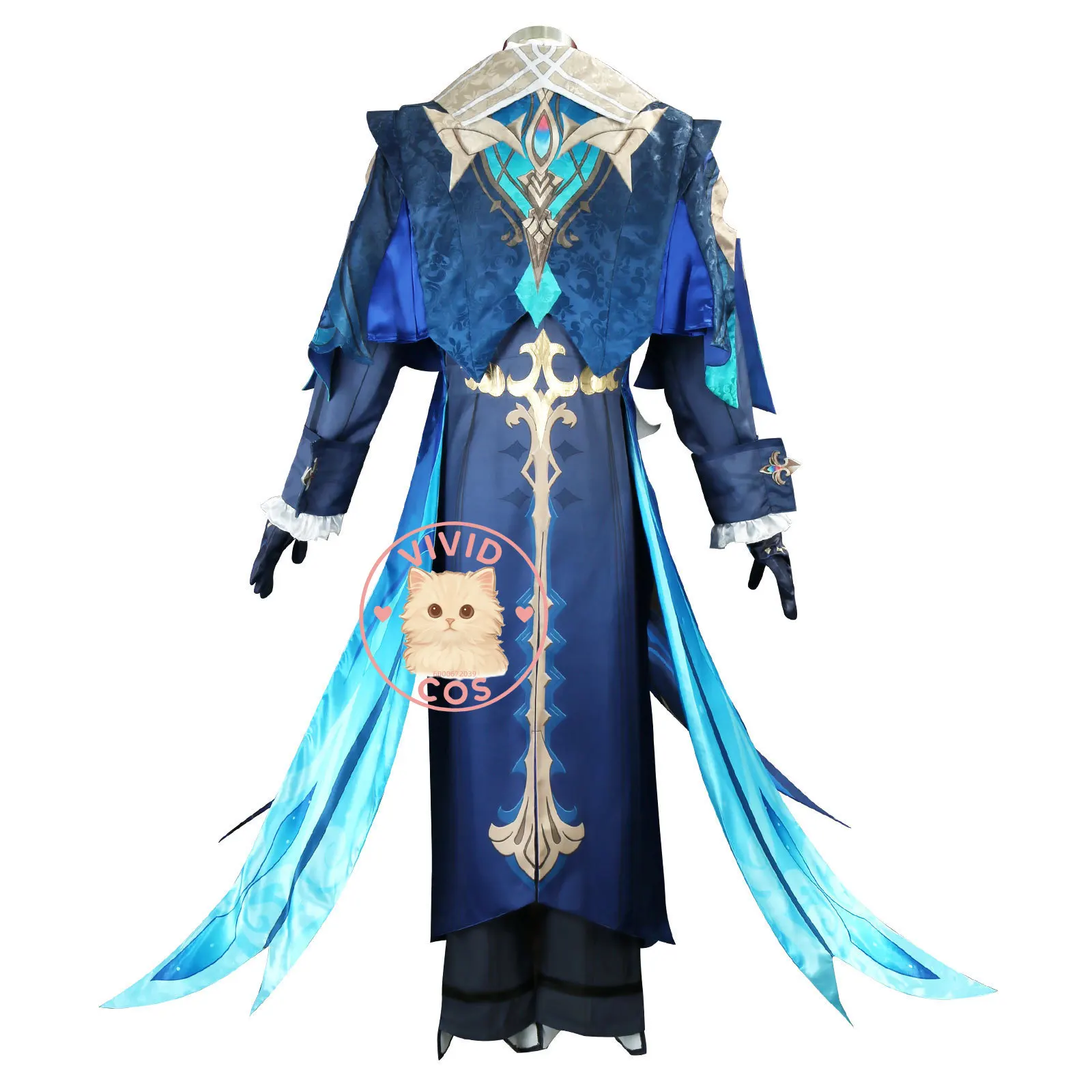 Популярная игра Genshin Impact, карнавальный костюм, аниме Neuvillette, наряд для ролевых игр, мужская синяя униформа, костюм для Comic Con на Хэллоуин