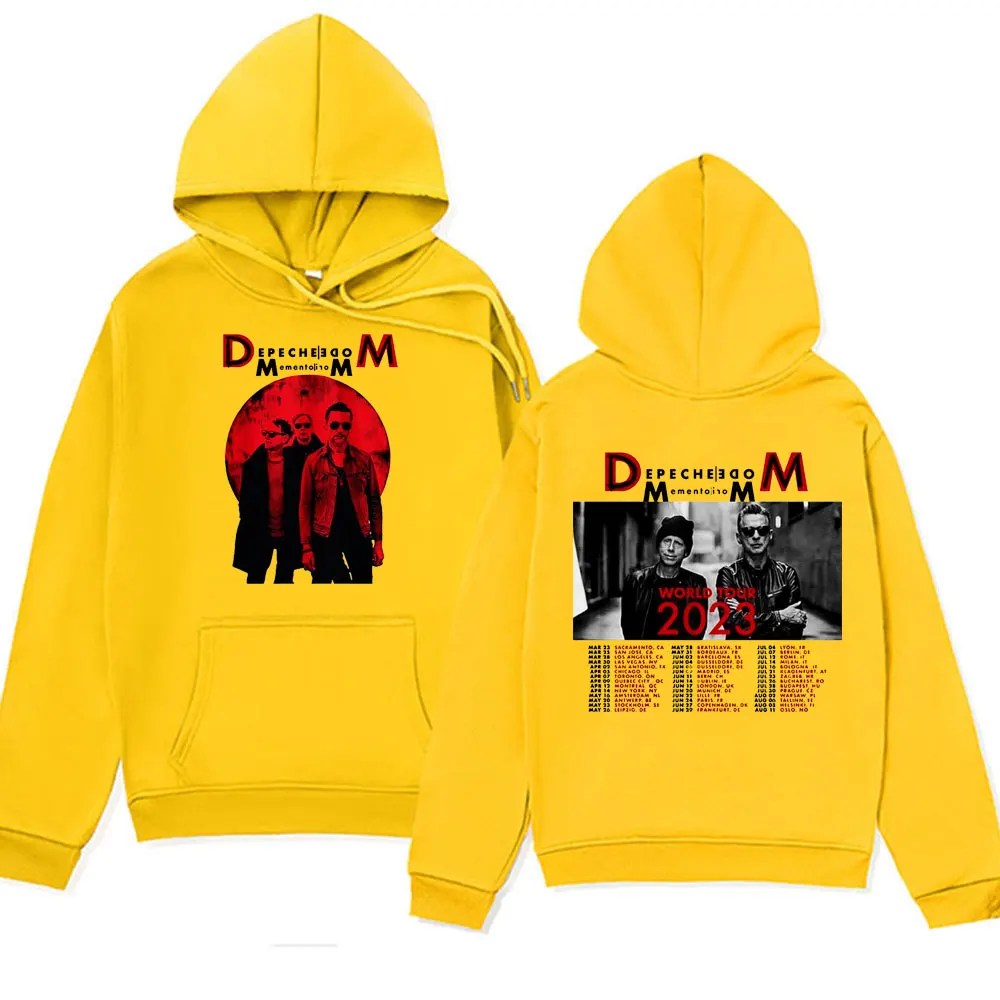 كنزة بغطاء رأس بطباعة جرافيك لموسيقى الروك البريطانية من Depche Memento Mori وللجنسين ، ملابس الشارع بحجم كبير وللجولة العالمية #3