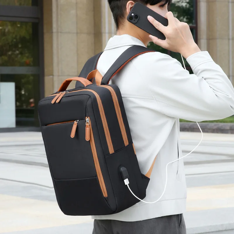 Business Backpack For Men Women New Trendy Design 15.6-Inch Laptop Backpack Blue Beige Student Schoolbag Boarding backpack Male