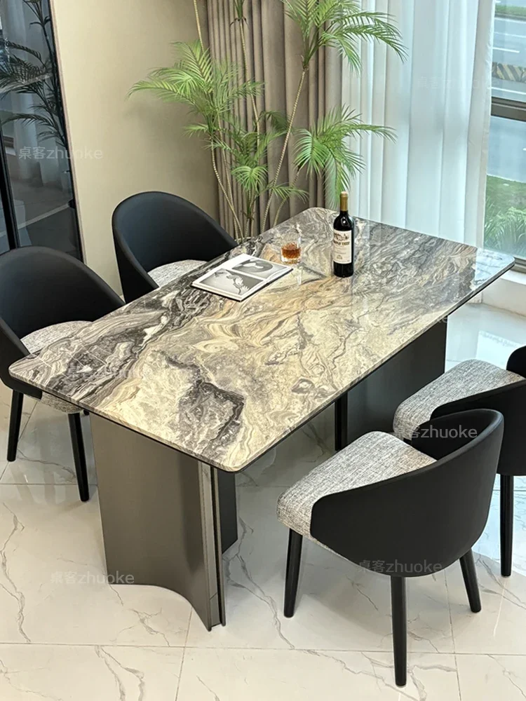 dining table light luxury high-end natural microcrystalline stone supercrystalline stone Italian minimalist luxury stone table