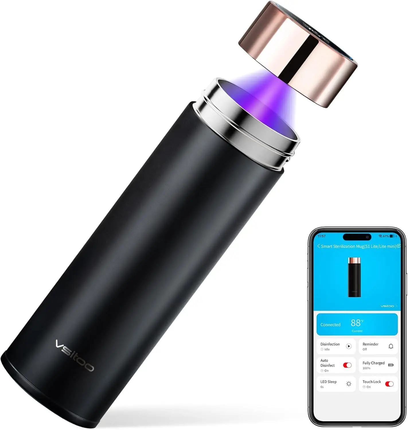 

Smart Self-Cleaning 15oz Insulated Water Bottle, Stainless Steel Vacuum Flask, AI Clean, 30-Day Battery, BPA-Free, Magnetic Char