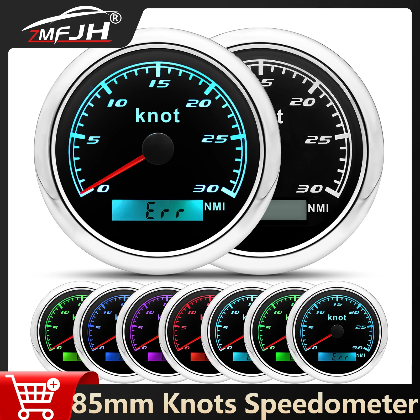 

85mm Digital GPS Speedometer 7 Color Backlight 30/60 Knots Speed Gauge With GPS Antenna For Marine Car Boat Waterproof 12V 24V