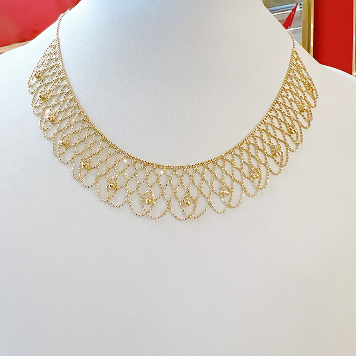 

Romantic Chic Lace Choker for Girls 18K Gold Plated Wedding Engagement Neck Chain Necklace Women's Filament Party Jewelry