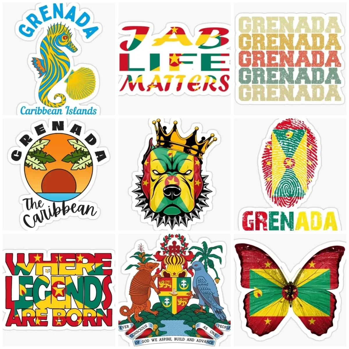 

Grenadan GRN Emblem Flag Creative Sticker Motorcycle Helmet Bicycle Accessories Truck Window Car Van Glass PVC Decal Accessories