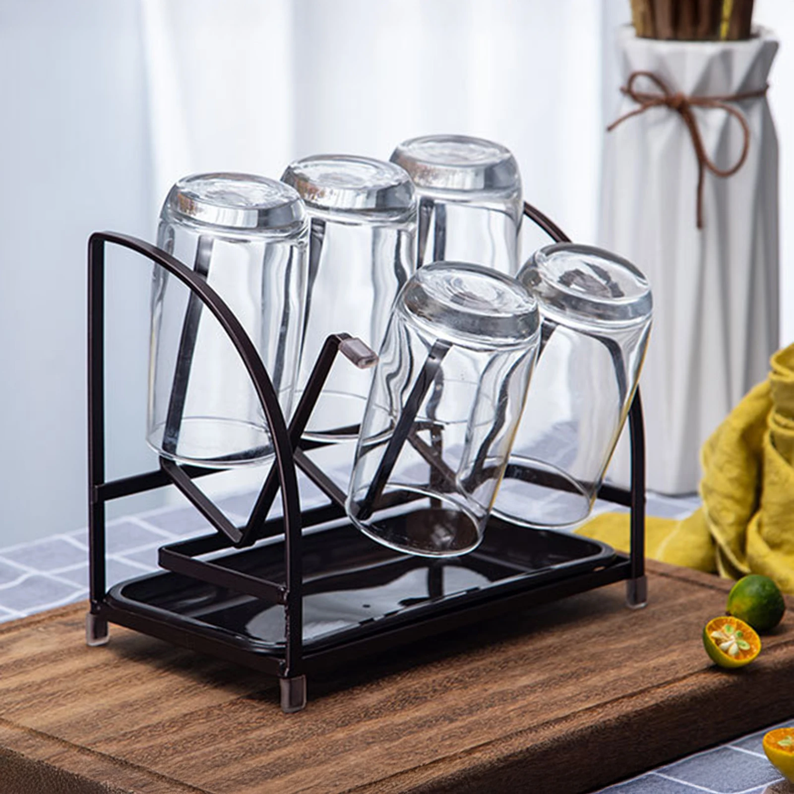 

Kitchen Storage Rack Durable Metal Organizer Holder For Mugs Glass Cup Inverted Dustproof Drainage Storage Rack Home Storages