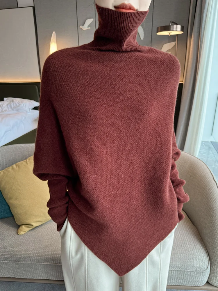 New Fashion 100% Merino Wool Women Sweater Office Lady Knitted Pullover Autumn Winter Outerwear Long Sleeve Cashmere Clothes Top