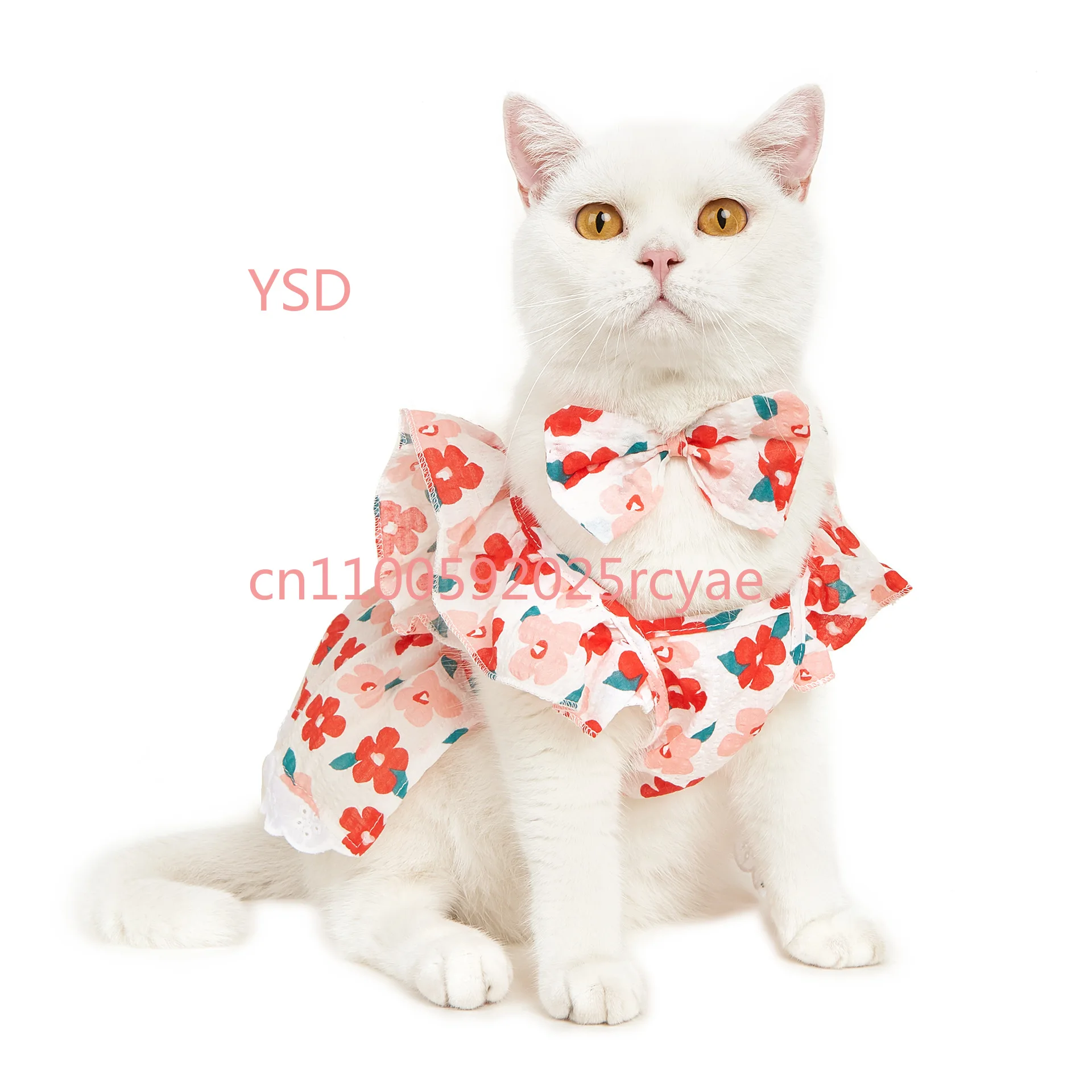 

Spring Summer Cotton Pet Dress with Flutter Sleeves for Small Dogs and Cats