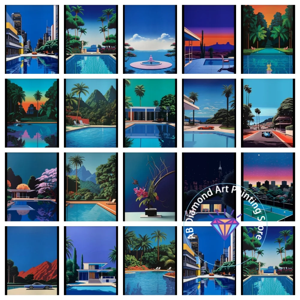 

Vintage Hiroshi Nagai Pop AB Diamond Painting Kit Square Round Diamond 5D DIY Beach Mosaic Handmade Art Adult Gift Home Decor