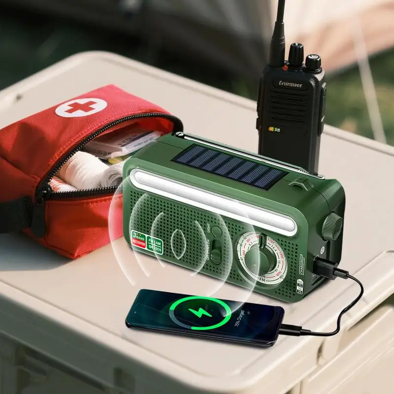 ポータブルラジオ Am Fm ソーラー充電式バッテリー駆動ラジオソーラー充電式読書ランプ SOS アラーム LED 懐中電灯男性用