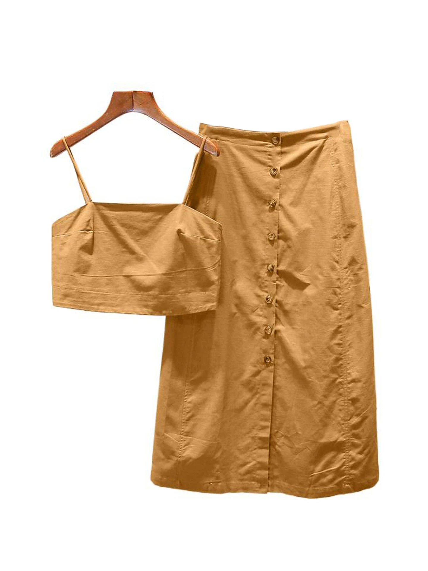 Conjunto de Verão de Alta Qualidade para Mulheres com Top de Alças e  Saia de Botão Único Conjunto Faion de Duas Peças ...