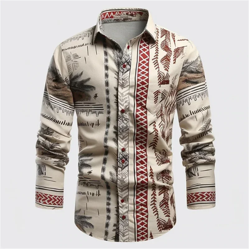 Simple New Style Men\'s Shirts With3D Lion Print Button Lapel Long Sleeves Loose Casual Comfortable Long Sleeves Clothing Shirts