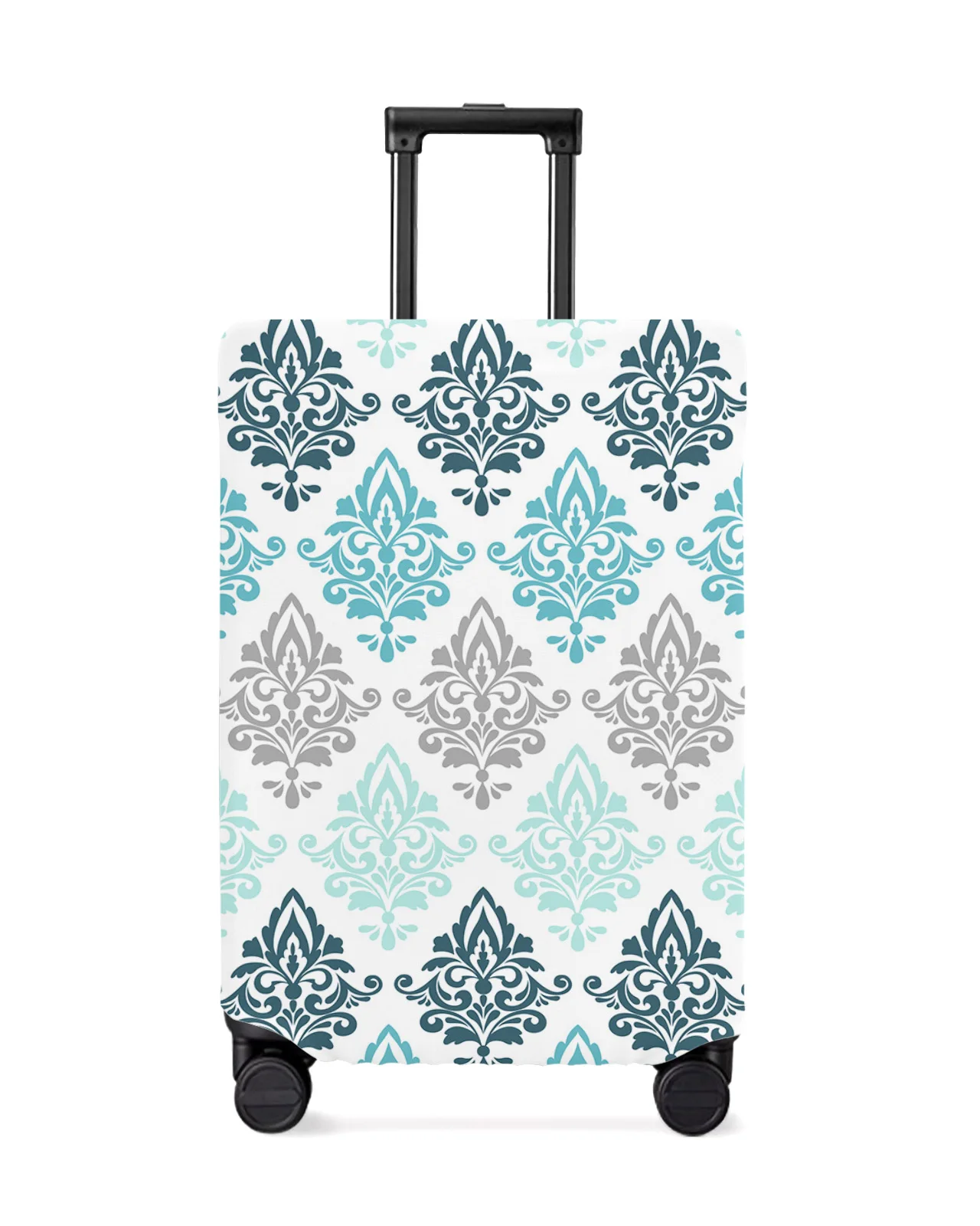 

Damask Baroque Gradient Aqua Luggage Cover Stretch Suitcase Protector Baggage Dust Cover for 18-32 Inch Travel Suitcase Case