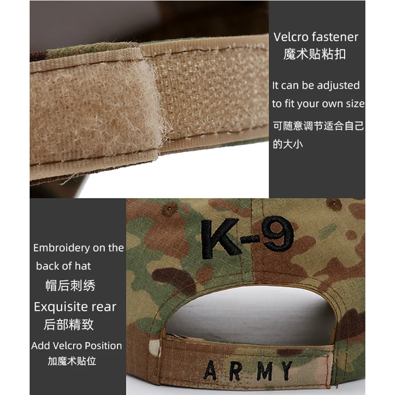 Outdoor Tactics K9 Embroidered Hat Shooting Hunting Baseball Cap Adjustable Sun Protection Sports Cap