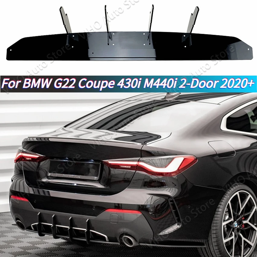 

4 Fins Car Rear Bumper Lower Diffuser Lip Splitter Body Kit For BMW 4 series G22 Coupe 430i M440i 2-Door 2020-2024 Gloss Black