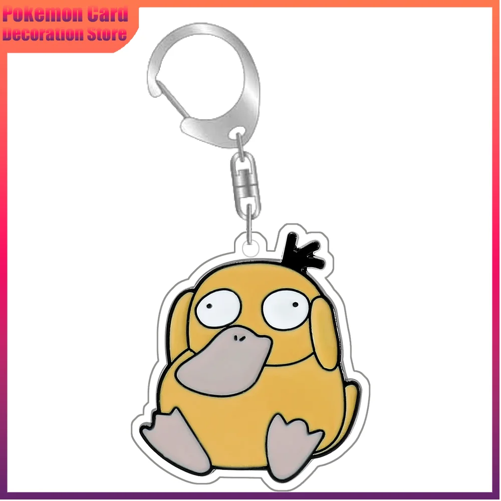 Pokemon presentes kawaii anime acrílico chaveiro bonito psyduck qikachu charmander broche emblema de metal para crianças chapéu pinos acessórios