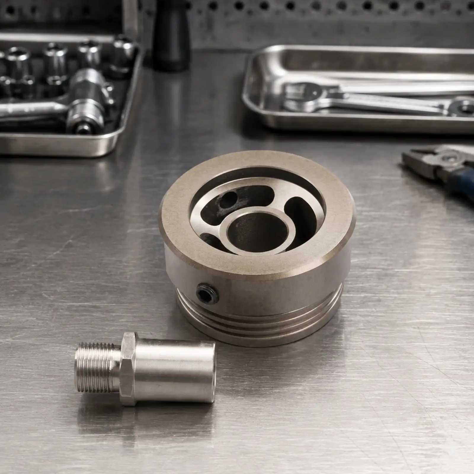 Machined Metal Sandwich Adapter Compact Sandwich Adapter with Threaded Connector Low-Profile for Performance Vehicle Enthusiasts