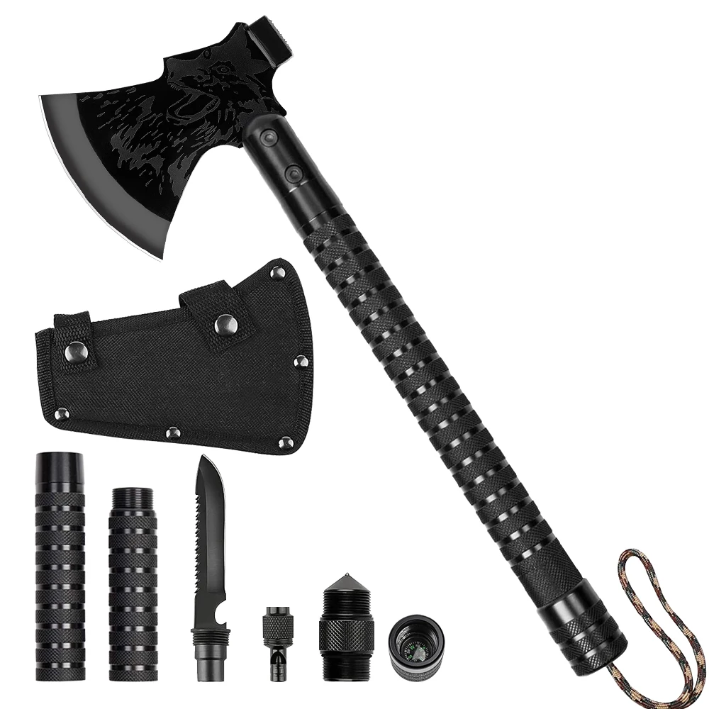 Portable Foldable Axe Field Survival Equipment Outdoor Camping Tomahawk Multifunctional Wolf Axes Hunting Knife Wild Tool Kit