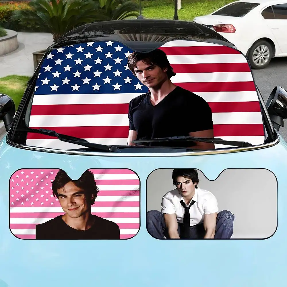 TV d-damon s-salvatore Windshield Car Sunshade Funny Animal Windshield Sun Shade Window Cars Folding Rays Sun Visor Protector
