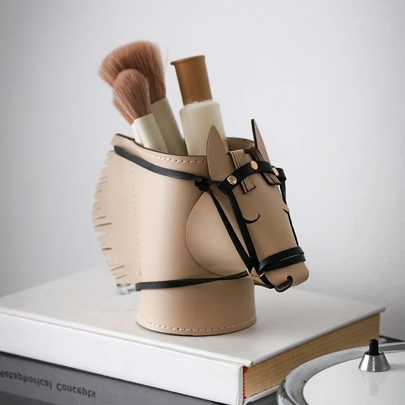 Horse-Head Leather Desk Organizer Box, Set of 1 or 3 — detail 2