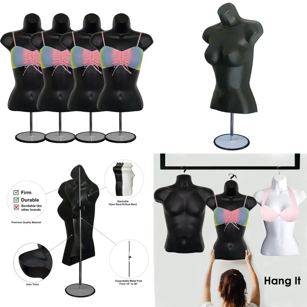 

Hollow Back Stackable Female Mannequin Torso for T-Shirt Display, Countertop Use, and Crafting Needs