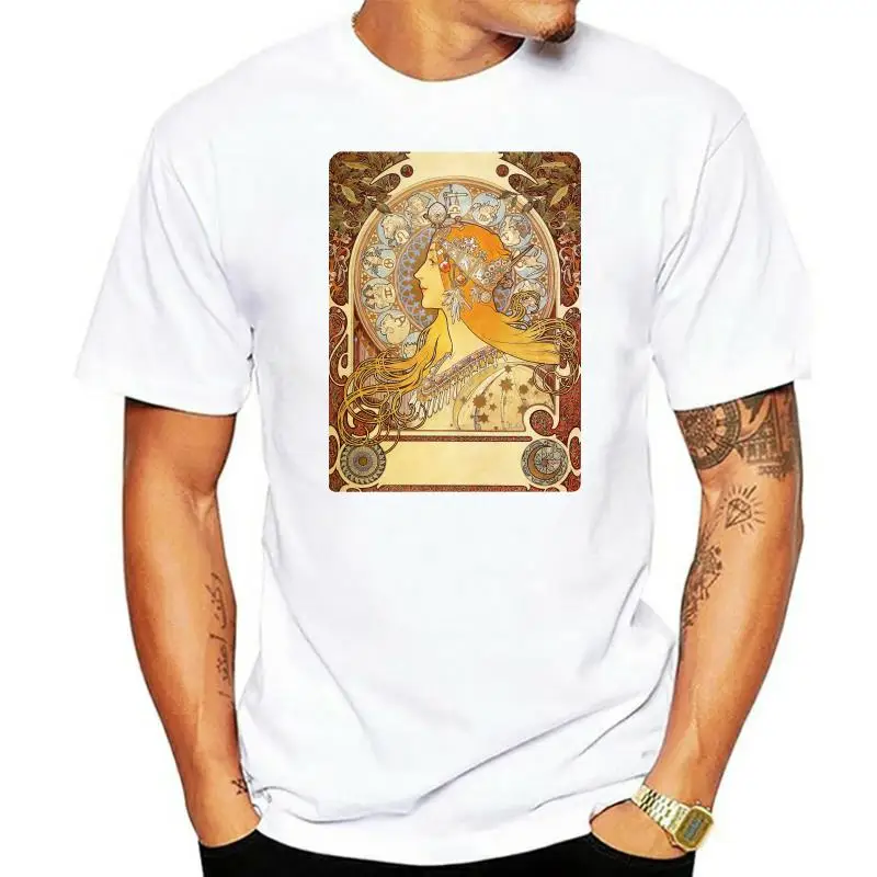 Alphonse Mucha The Zodiac Art Nouveau Large Print Men's T-Shirt