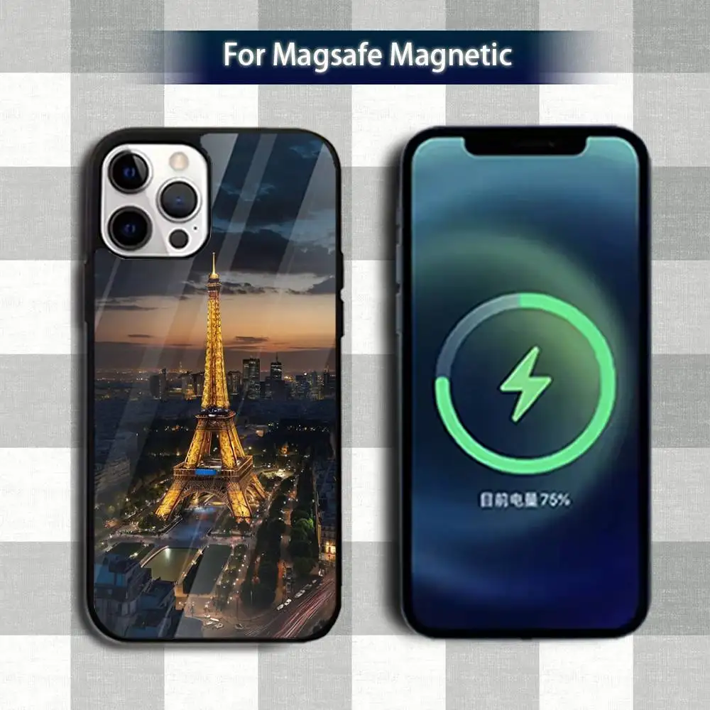 Etui na telefon P-Paris Eiffel T-TowerS Art do iPhone'a 13, 12, 15, 17, 11, 16, 14, Pro, Max, Plus, Mini, z obsługą Magsafe, magnetyczne etui do ładowania bezprzewodowego
