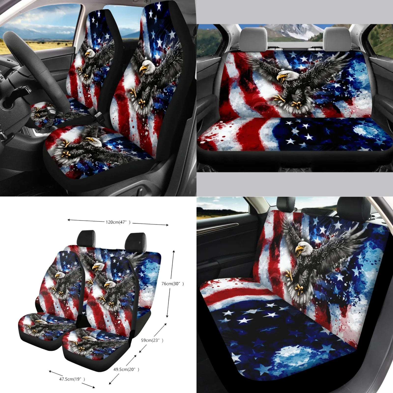Coloranimal Eagle 15 Piece with Comfy Car Steering Wheel Cover and Car Cup Holder Coaster for Sedan