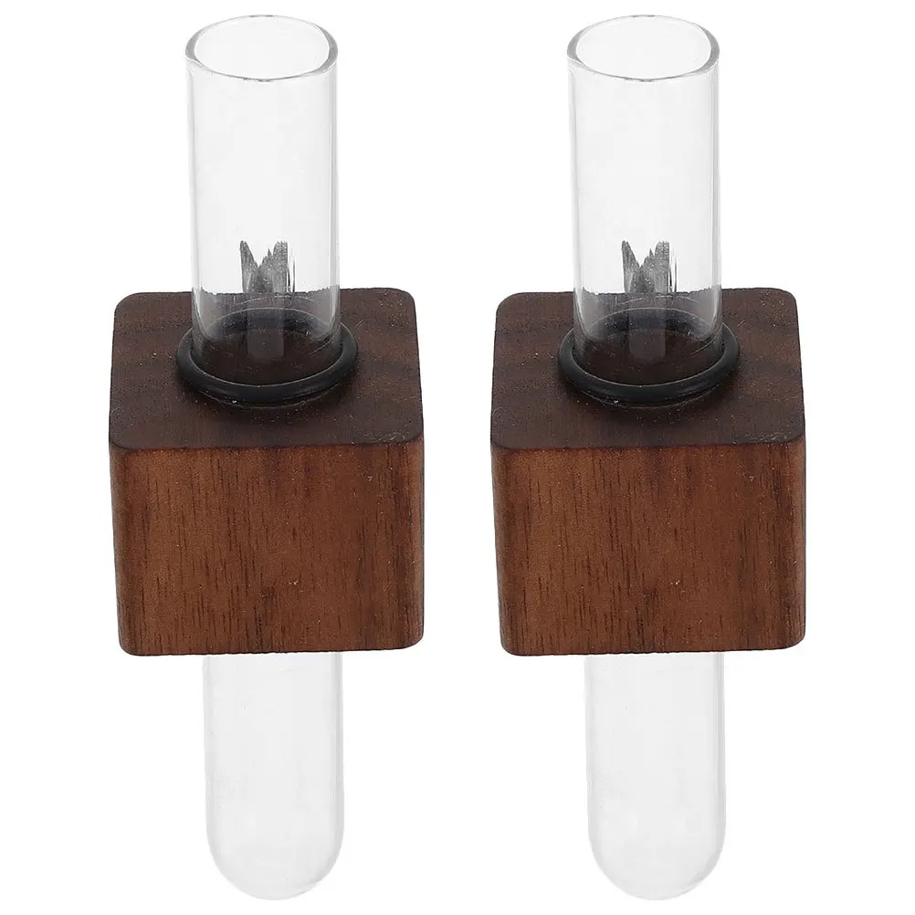 

2Pcs Air Vent Flower Vase Holder Glass Test Tube with Wood Stand for Car Interior Decor Removable Plant Holder Accessory