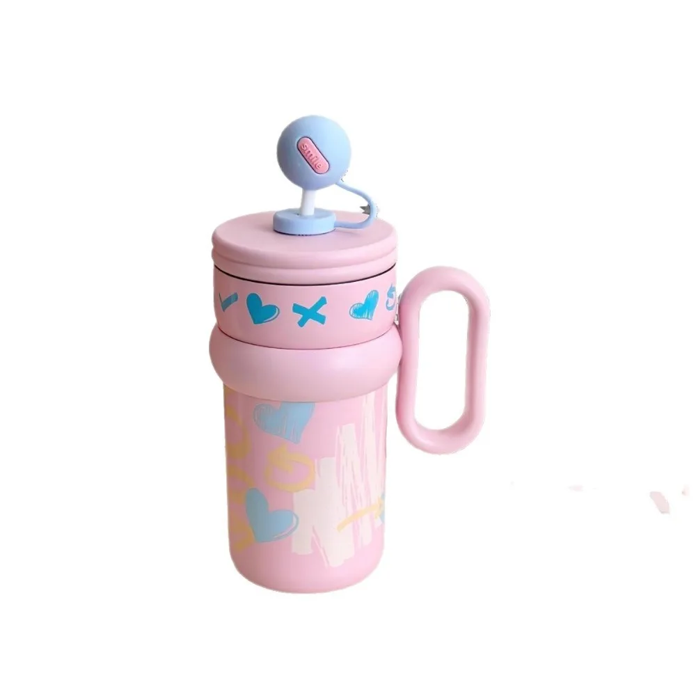 

Practical Stainless Steel Thermal Water Bottle Cute 540ML Thermos Cup Large Capacity with Straw Cartoon Water Bottle Girls Gift