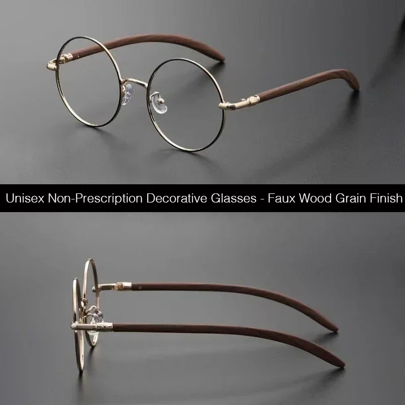 レトロスタイリッシュな非処方箋プレーンメガネ男性女性ファッションフェイシャルアクセサリーカジュアルブルーライトブロックラウンドフレーム眼鏡