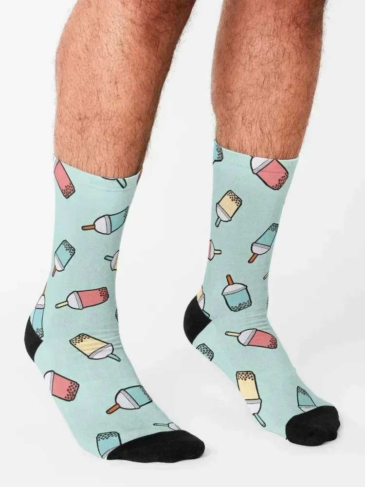 Bubble Tea Pattern in Mint Socks short New year's funny gifts Sports Luxury Woman Socks Men's